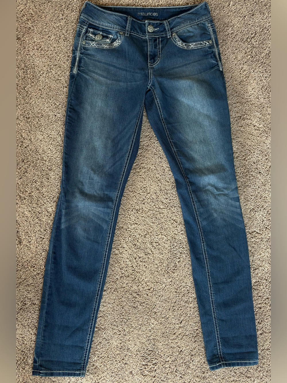 Maurices Medium Blue Skinny Jeans with Contrast Stitching